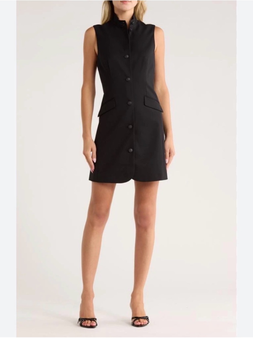 NWT rag & bone Slade Mini Dress - Black Sleeveless Button-Front